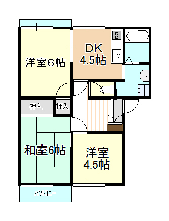 岡山県岡山市北区辛川市場（アパート）の賃貸物件の間取り