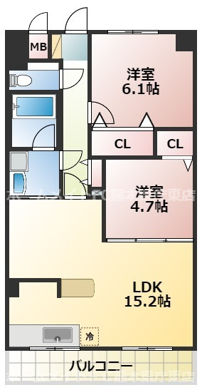 熊本市中央区大江のマンションの間取り