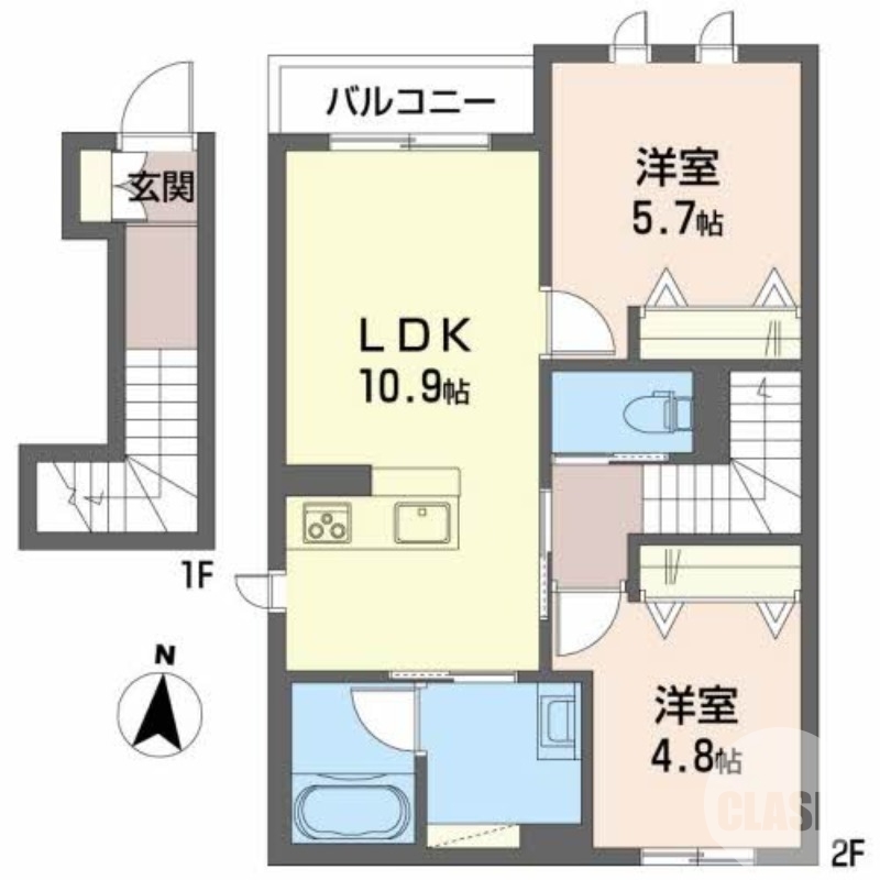 堺市東区引野町のアパートの間取り