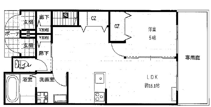 姫路市大津区長松のアパートの間取り