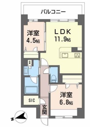 【姫路市東延末のマンションの間取り】