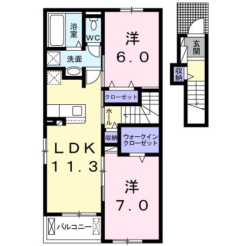 京都郡苅田町大字与原のアパートの間取り