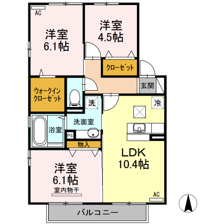 アルシオネ　B 102の間取り