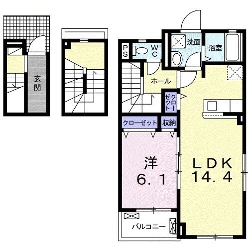 【飯能市新町のアパートの間取り】