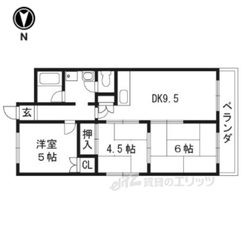 京都市下京区西七条掛越町のマンションの間取り