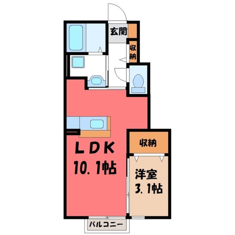 小山市若木町のアパートの間取り