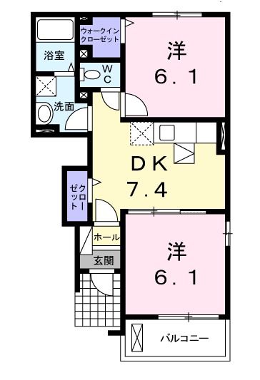 赤磐市松木のアパートの間取り