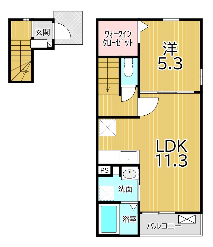 【北九州市八幡西区茶屋の原のアパートの間取り】