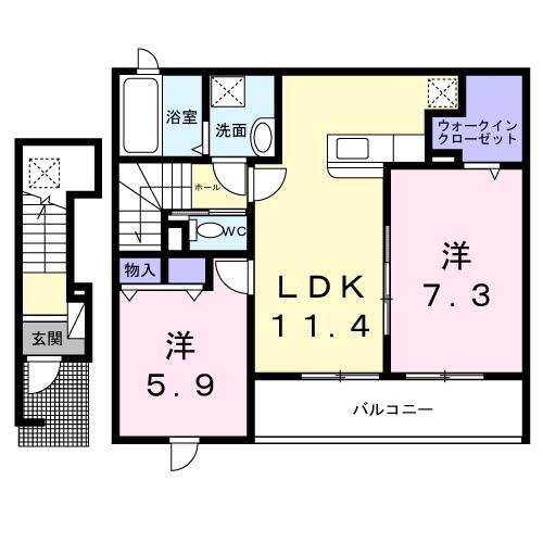 橿原市高殿町のアパートの間取り