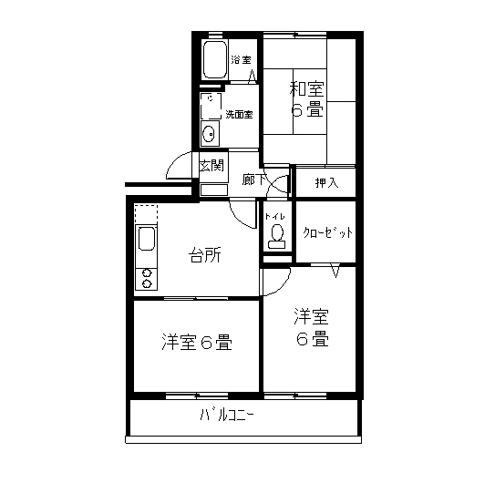 福山市南手城町のアパートの間取り