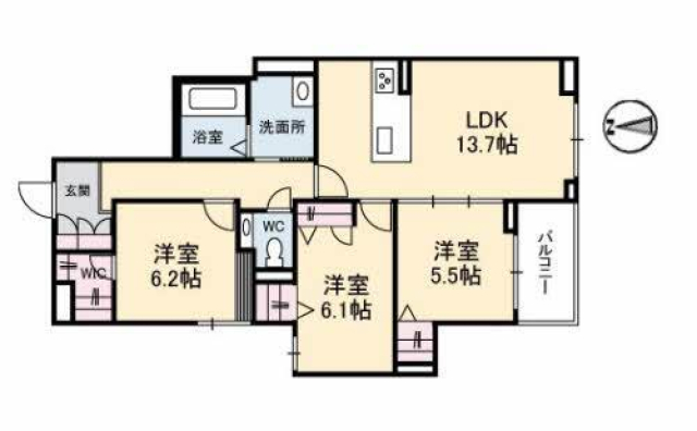 松山市古川西のマンションの間取り