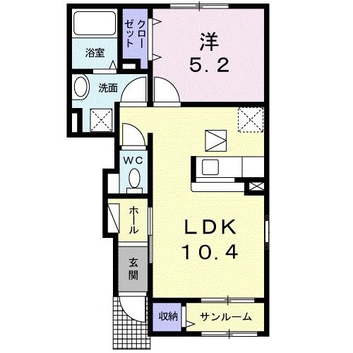 新潟市西蒲区赤鏥のアパートの間取り