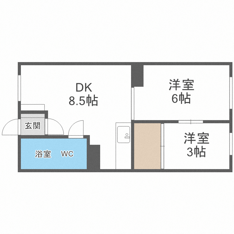 札幌市中央区南三条西のマンションの間取り