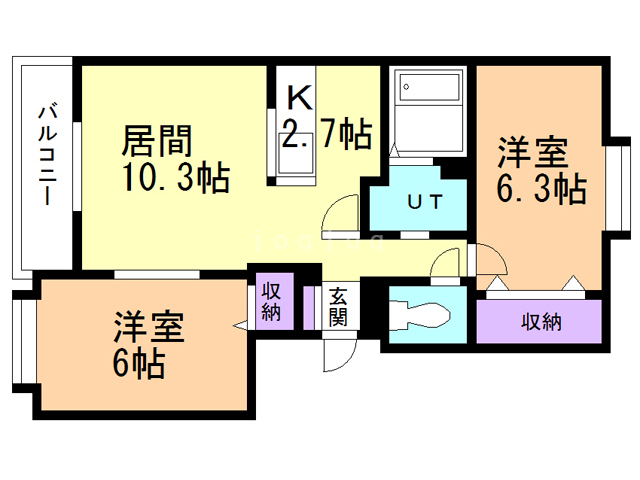 札幌市北区あいの里三条のマンションの間取り