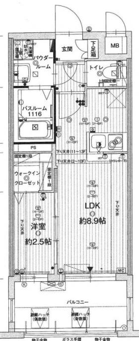 福岡市博多区比恵町のマンションの間取り