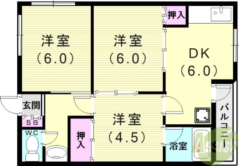 神戸市垂水区下畑町のアパートの間取り