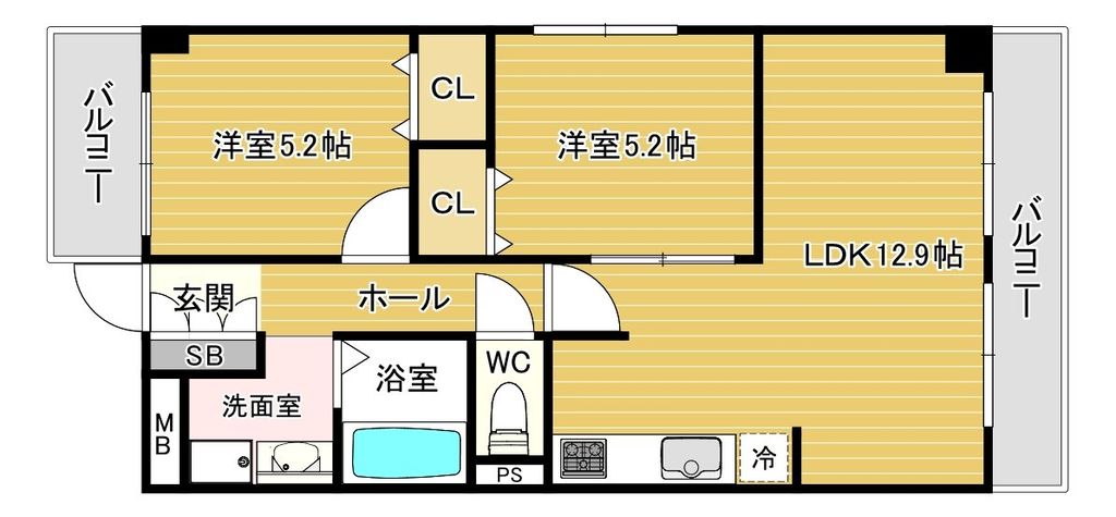 藤井寺市岡のマンションの間取り