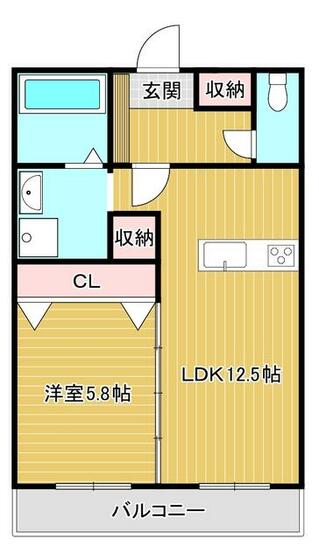 熊本市北区麻生田のマンションの間取り