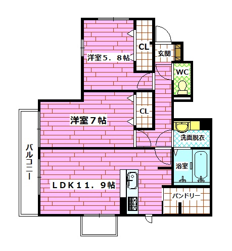 広島市安佐南区緑井のアパートの間取り