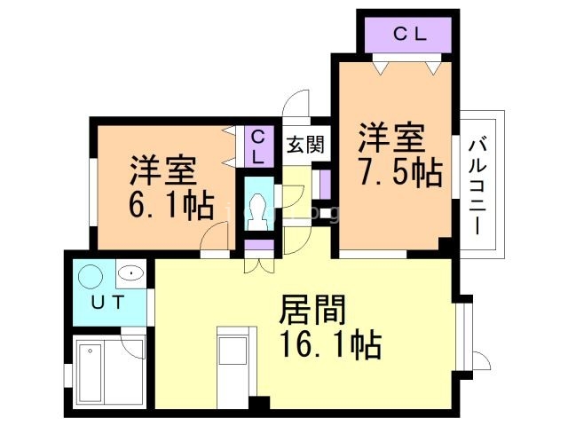 札幌市北区百合が原のアパートの間取り