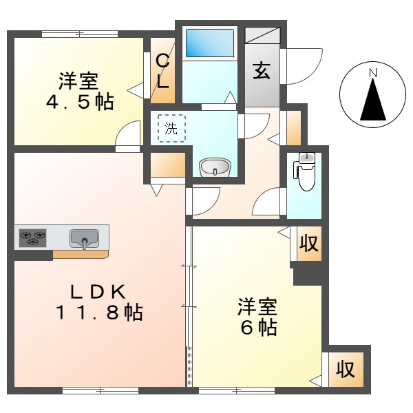 ＪＲ山陽本線 倉敷駅 徒歩20分 2階建 築13年の間取り写真