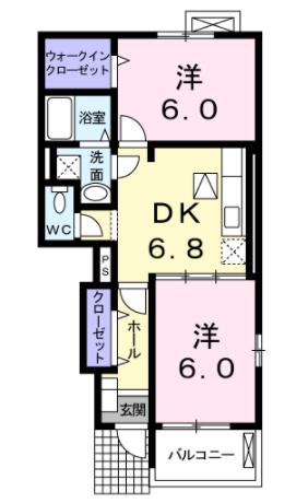 名古屋市天白区福池のアパートの間取り