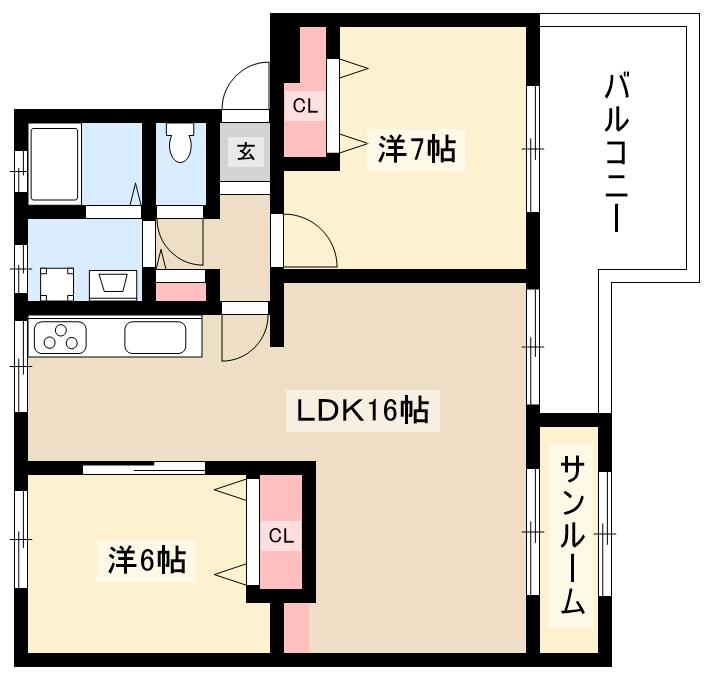 猪子石南住宅8号棟の間取り