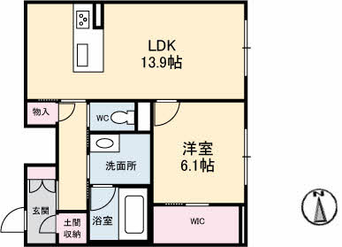 徳島市南田宮のマンションの間取り