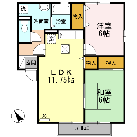 ロイヤルガーデン三城Bの間取り