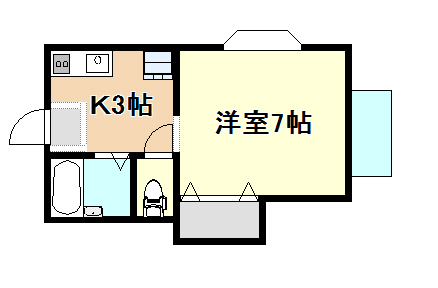 岡山市中区国富のアパートの間取り