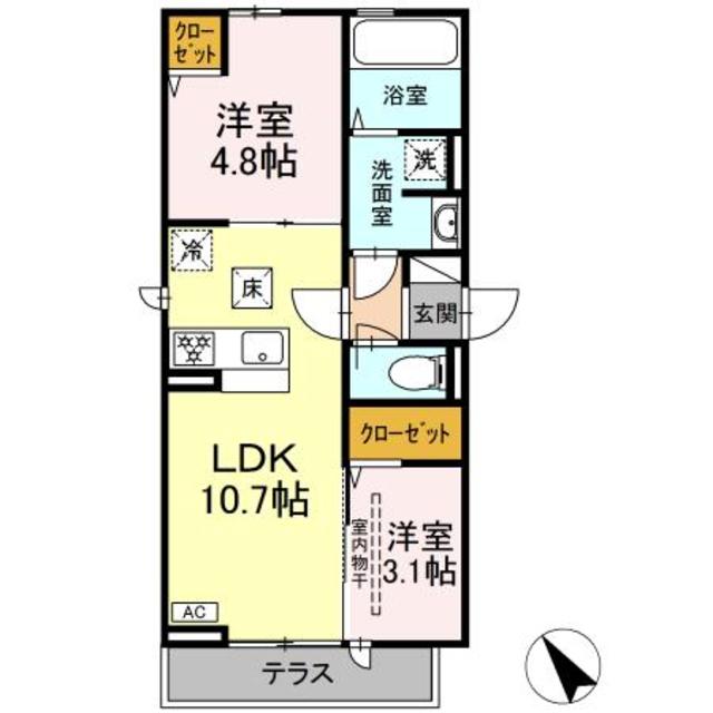 【相模原市南区相武台のアパートの間取り】