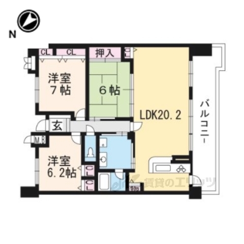 大津市桜野町のマンションの間取り