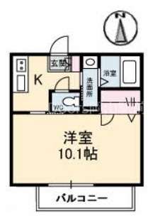 岡山市北区島田本町のアパートの間取り