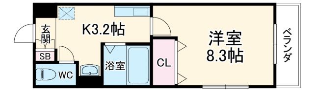 大阪市旭区大宮のマンションの間取り