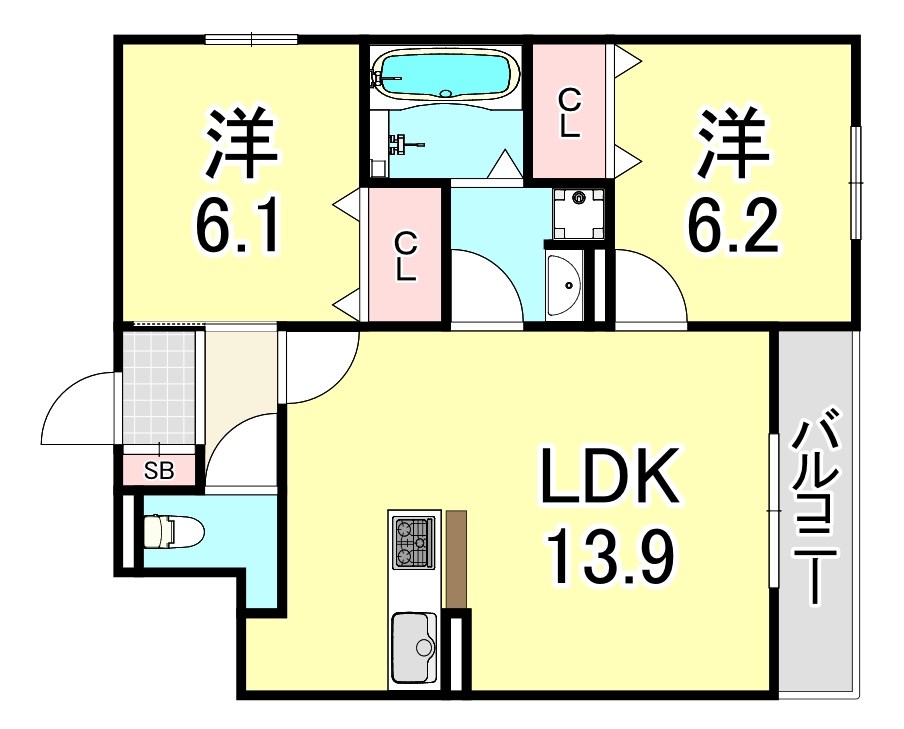 尼崎市塚口町のアパートの間取り