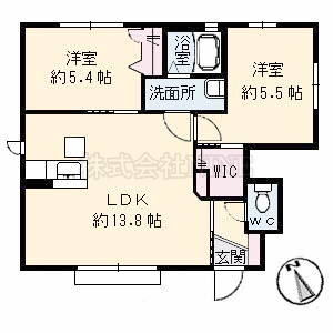 岡山市中区兼基のアパートの間取り