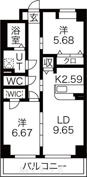 名古屋市昭和区鶴舞のマンションの間取り