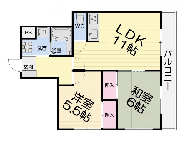 堺市西区北条町のマンションの間取り