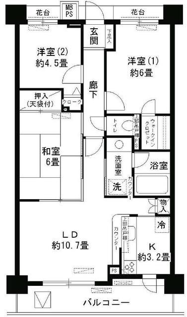 江戸川区南葛西のマンションの間取り