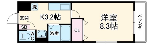 大阪市旭区大宮のマンションの間取り