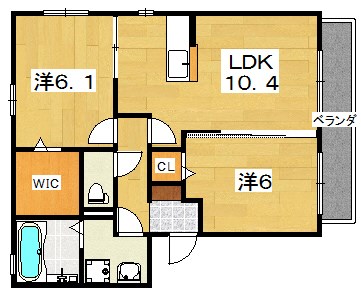 枚方市渚西のアパートの間取り