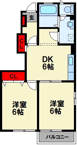 嘉穂郡桂川町大字九郎丸のアパートの間取り