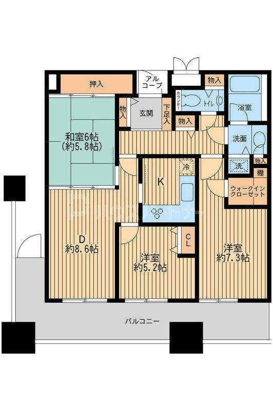 墨田区堤通のマンションの間取り