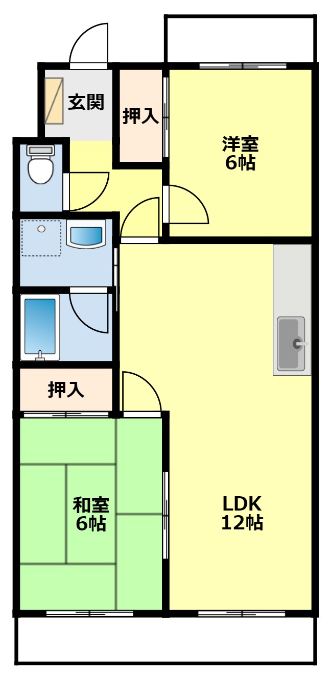 豊田市東梅坪町のマンションの間取り