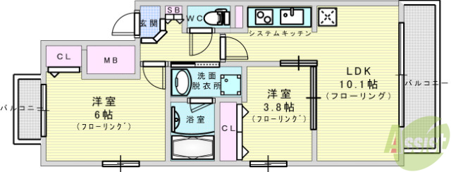 大阪市西淀川区御幣島のアパートの間取り