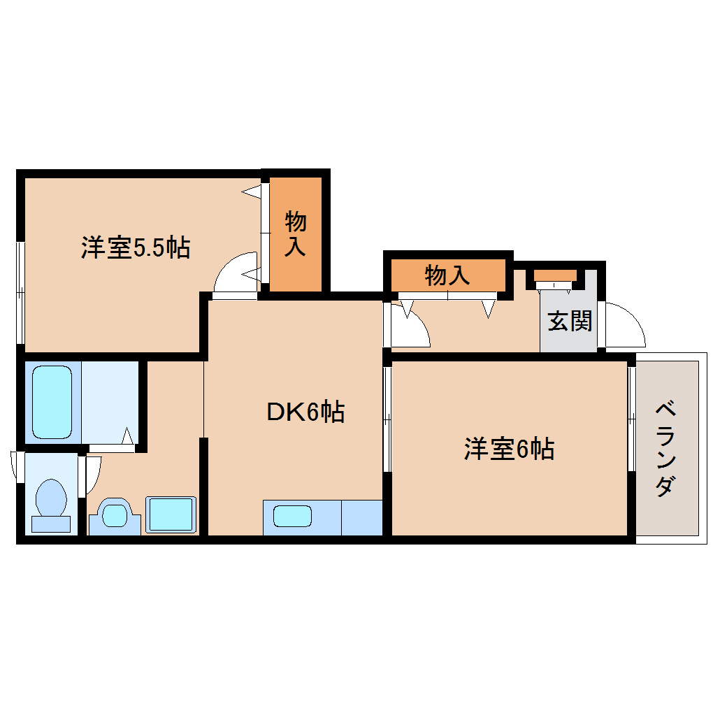 【生駒市小瀬町のアパートの間取り】