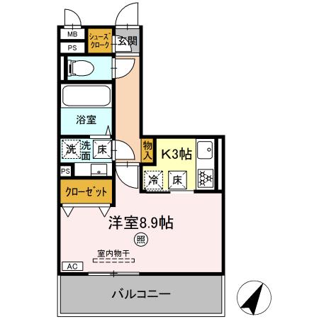 菊池市野間口のアパートの間取り