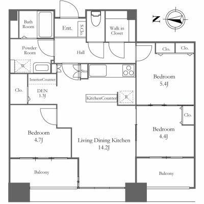 中央区佃のマンションの間取り