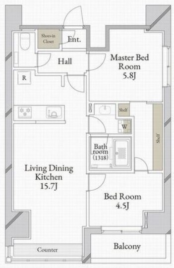 【中央区八丁堀のマンションの間取り】