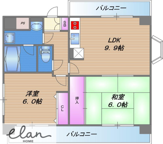 地下鉄中央線 緑橋駅 徒歩11分 6階建 築31年の間取り写真